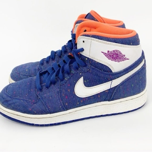 NIKE Jordan Retro High Denim Sneakers Deep Royal - Picture 6 of 16